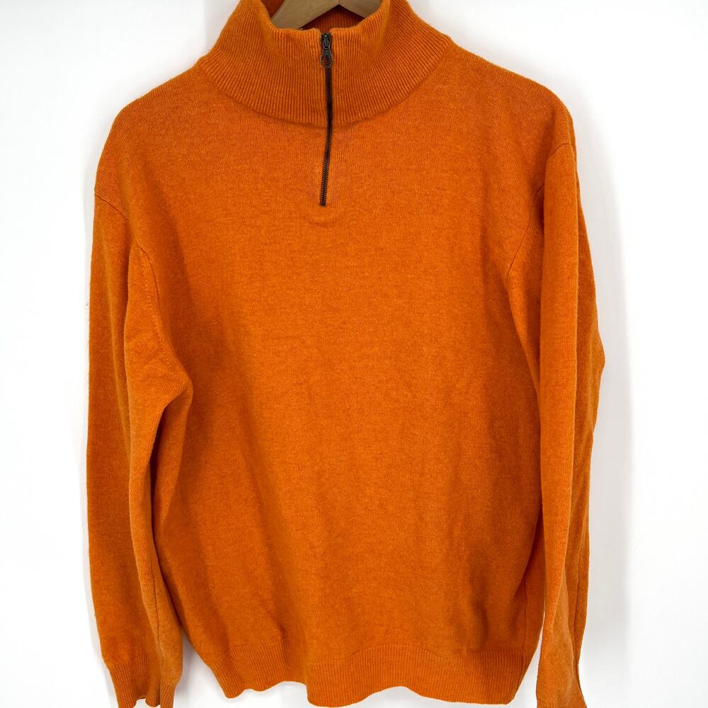 NANI BON Italy Orange ¼ Zip Wool Cashmere Angora Sweater Euro Size 50